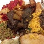 ¡Arroz, lentejas, cerdo, papas y churrasco!  Rice, lentils, pork, potatoes and skirt steak!